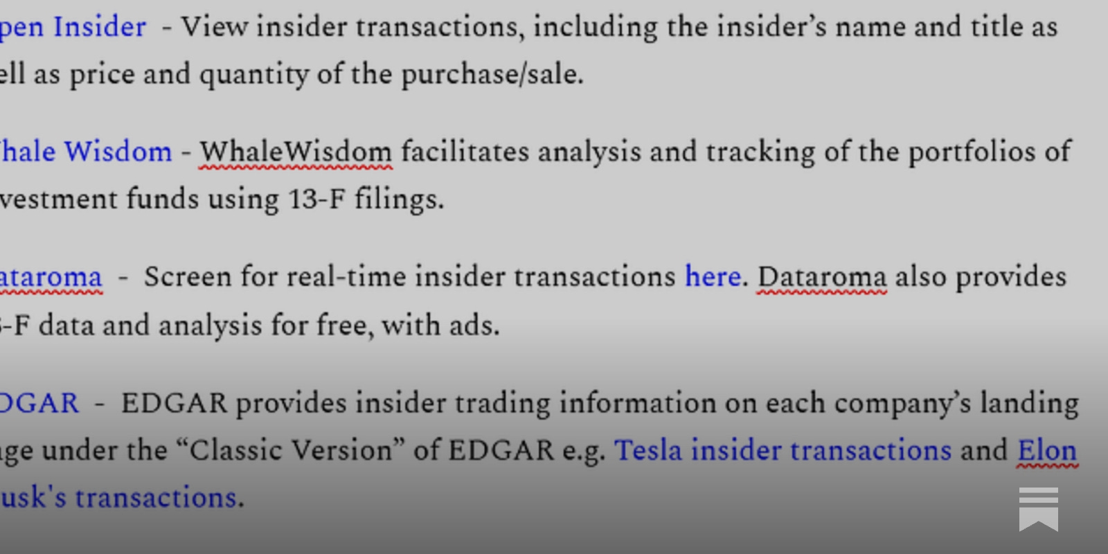 Part II - Free & paid equity research tools