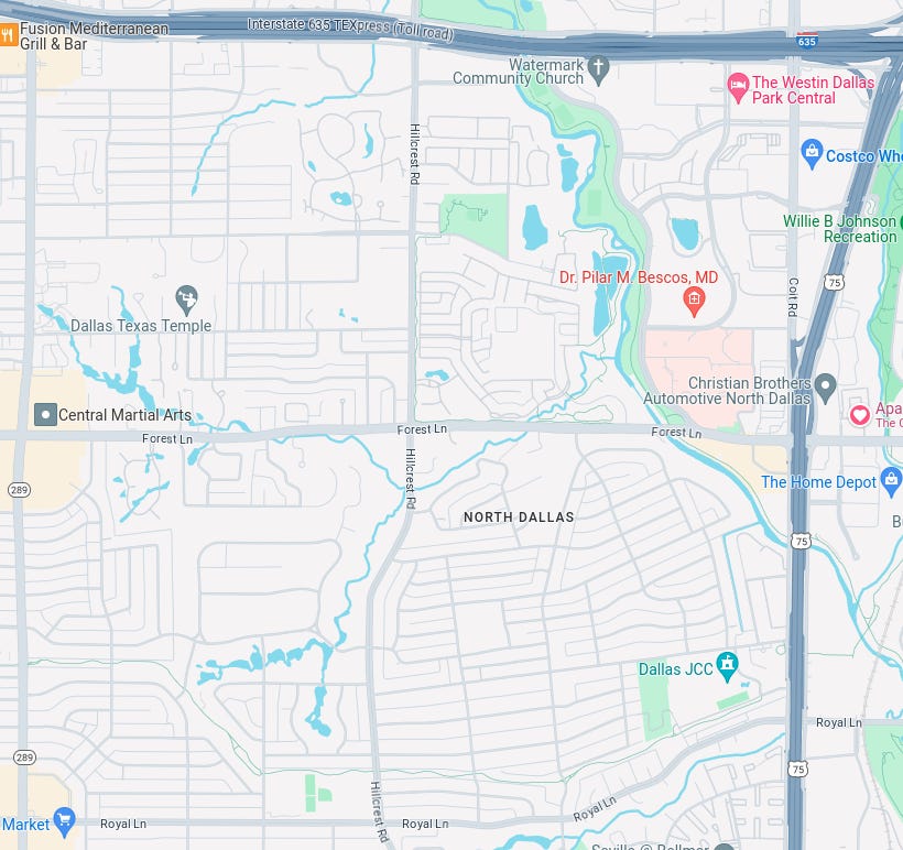 Superblock grid in North Dallas.