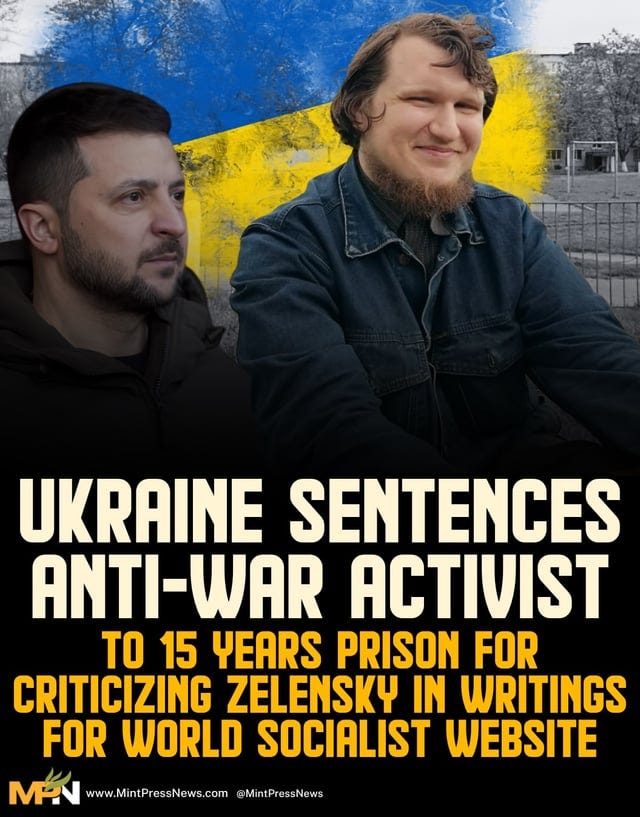 r/suppressed_news - Ukraine has sentenced socialist writer Bogdan Syrotiuk to 15 years in prison for 'treason' after he criticised Zelensky in some of his articles.