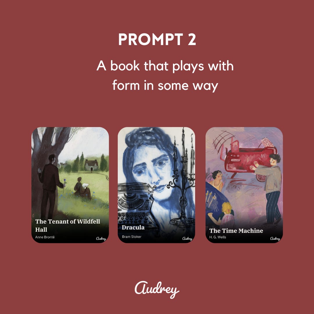 The Tenant of Wildfell Hall byAnne Bronte, Dracula by Bram Stoker, or The Time Machine by H.G. Wells