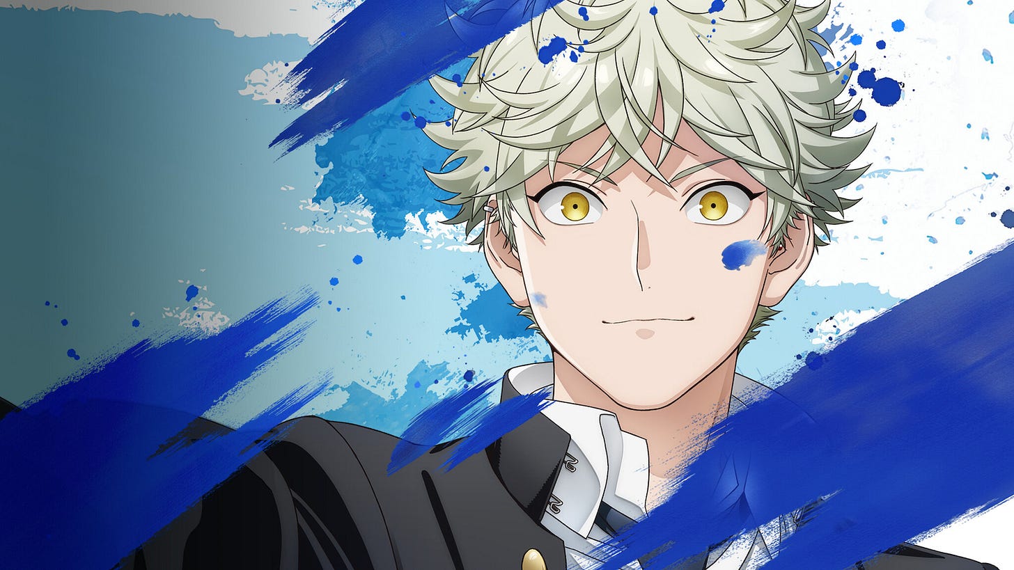 A imagem mostra Yatora Yaguchi, o protagonista do anime e mangá "Blue Period"
