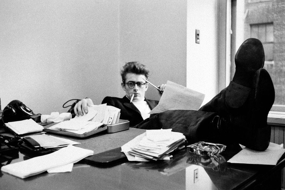 James Dean with paperwork.