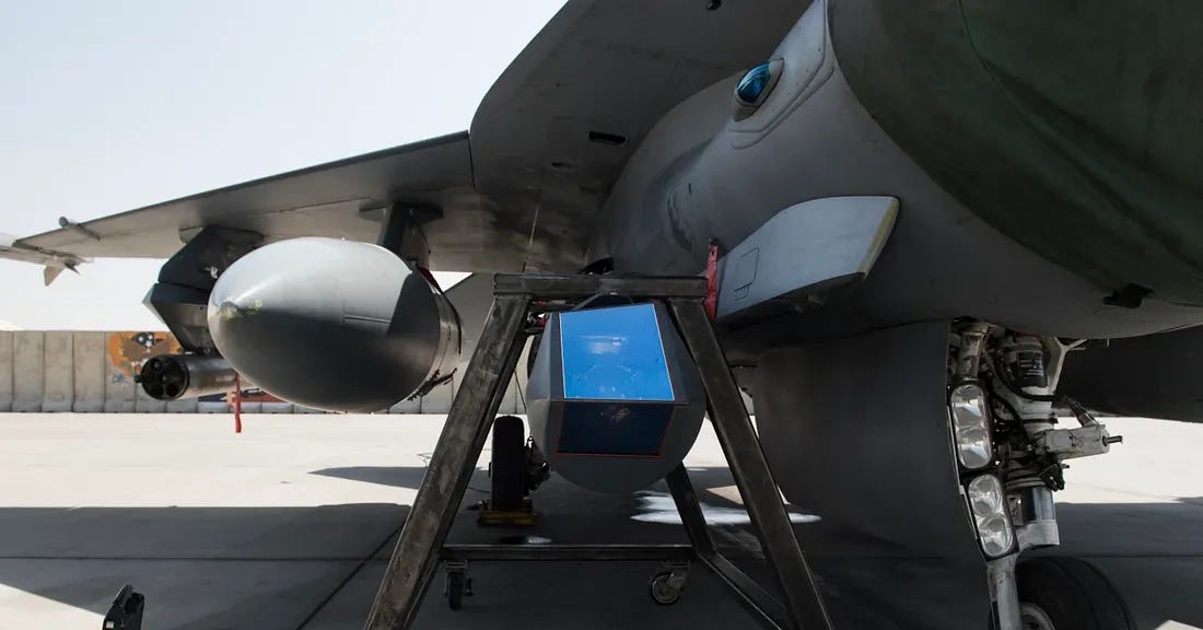 Sniper pod laser-guided F-16 APKWS rockets.