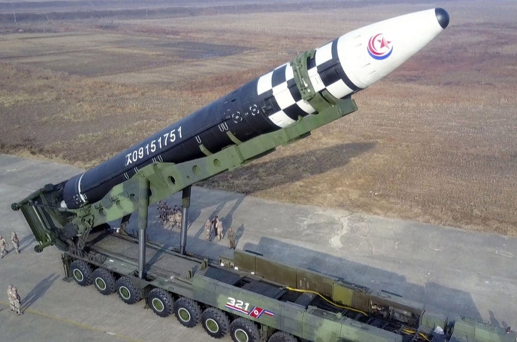 A North Korean intercontinental ballistic missile pictured ahead of its test-launch in 2022. Photo: KCNA via KNS/AFP