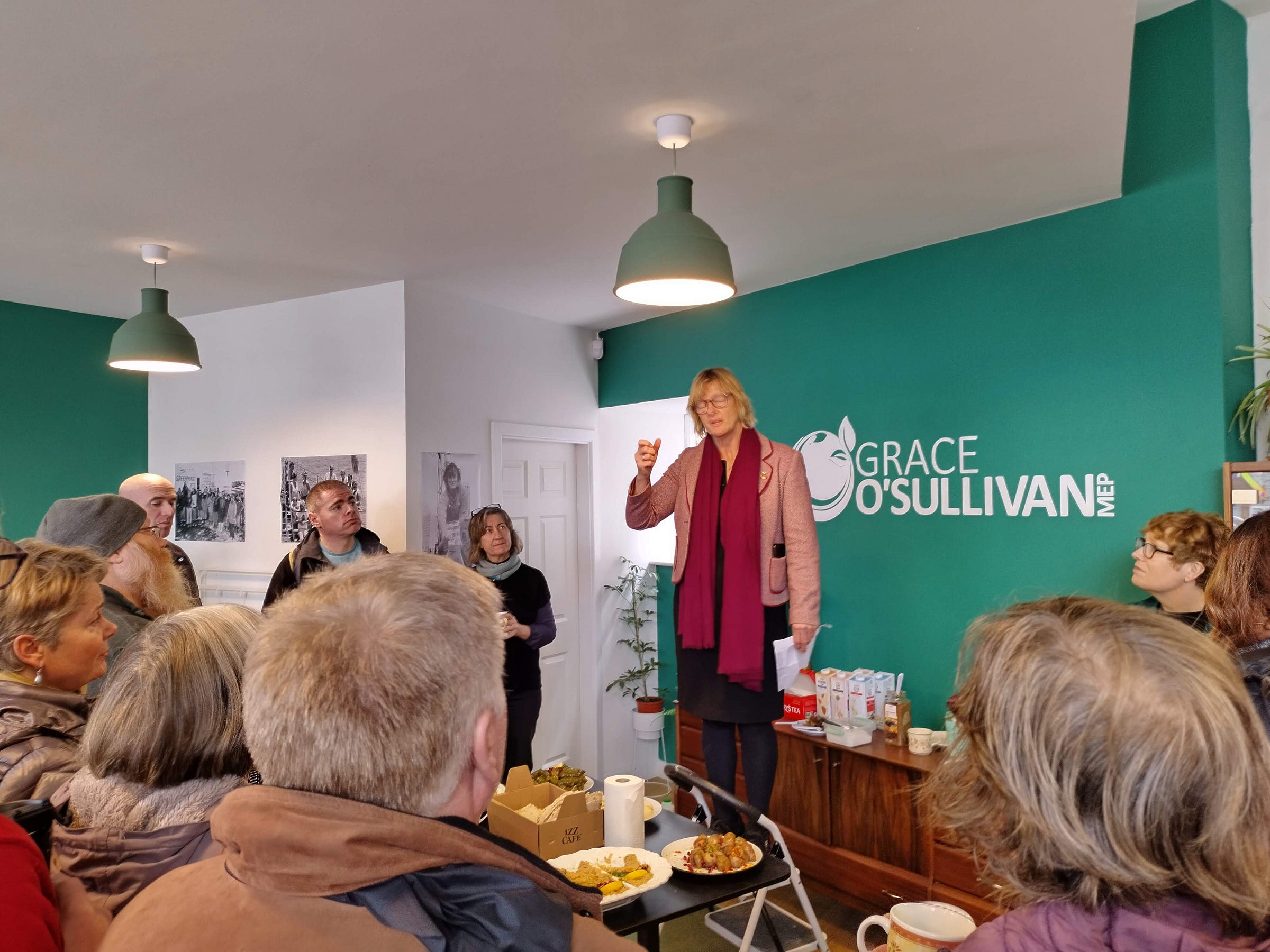 Grace O'Sullivan speaking in her office.