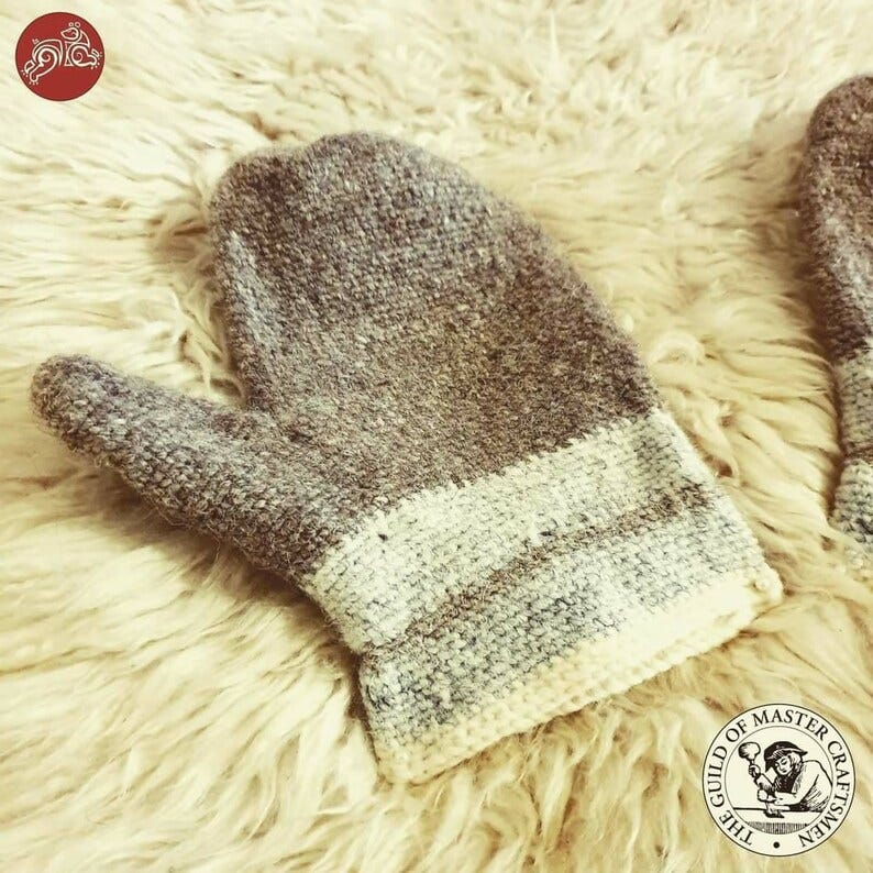 Nalbinding Mittens: Custom Made 100% Wool Viking Knit image 3