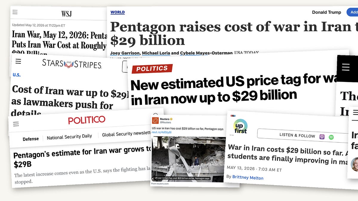 UPDATE: Media parrots Pentagon's low-ball cost estimate for Iran War
