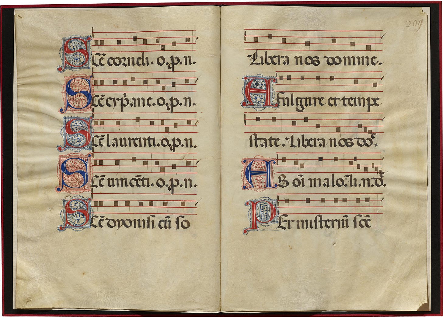 Manuscript Fragment from Antiphonal, 1675 [Letterform Archive, San Francisco, CA]