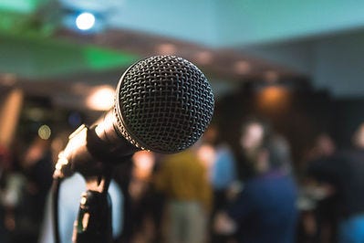 Microphone in front of an audience