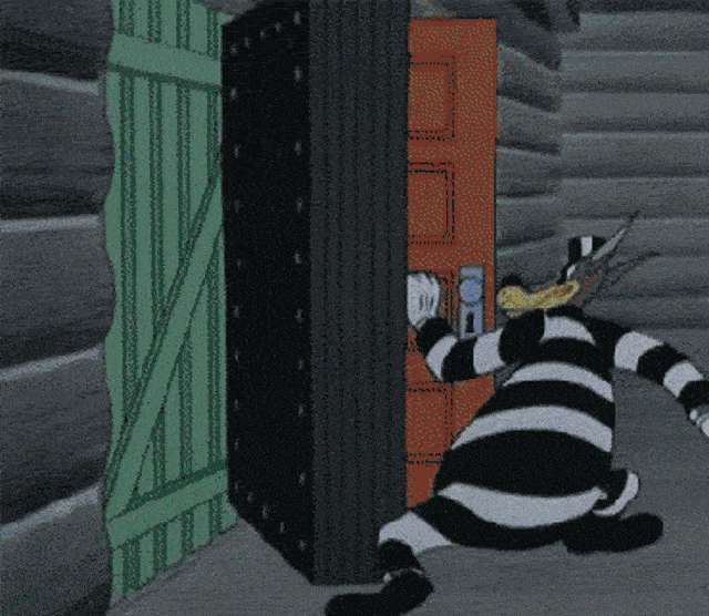 Droopy cartoon with infinite doors