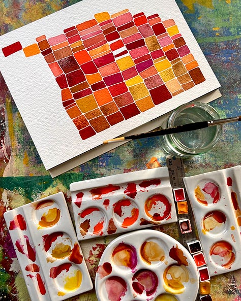 Watercolour paintings in progress