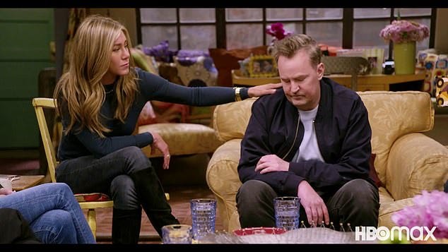 Matthew Perry's emotional Friends reunion: Actor burst into tears and was  comforted by Jennifer Aniston and co-stars - two years prior to his death |  Daily Mail Online
