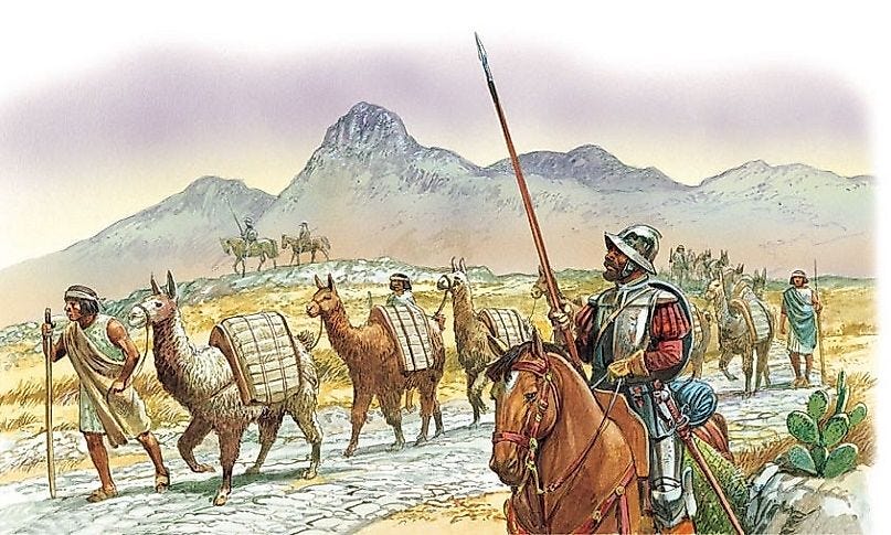 Spanish Conquistadors forced thousands of indigenous South Americans into slave labor to mine silver and gold.