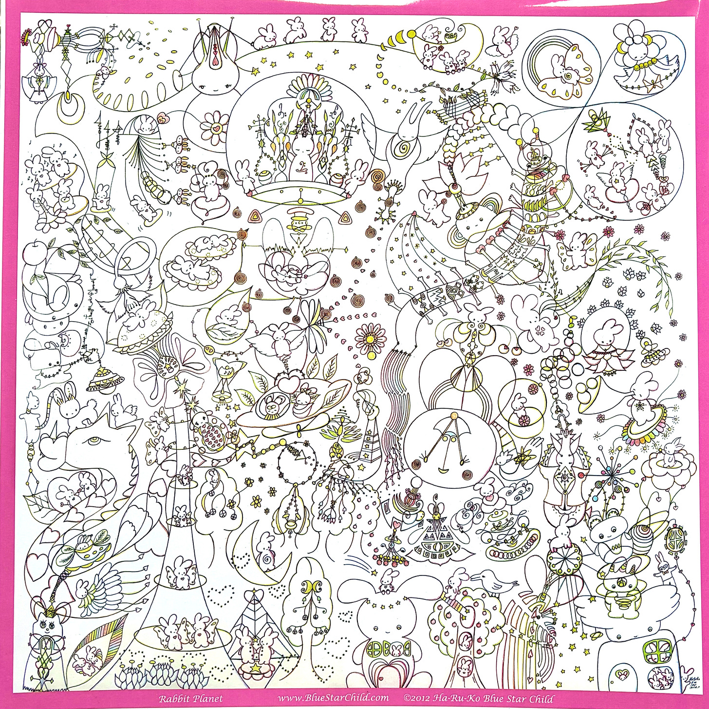Blue Star Child's original art Rabbit Planet Print Haruko Blue Star Child's original art Rabbit Planet Print Haruko
