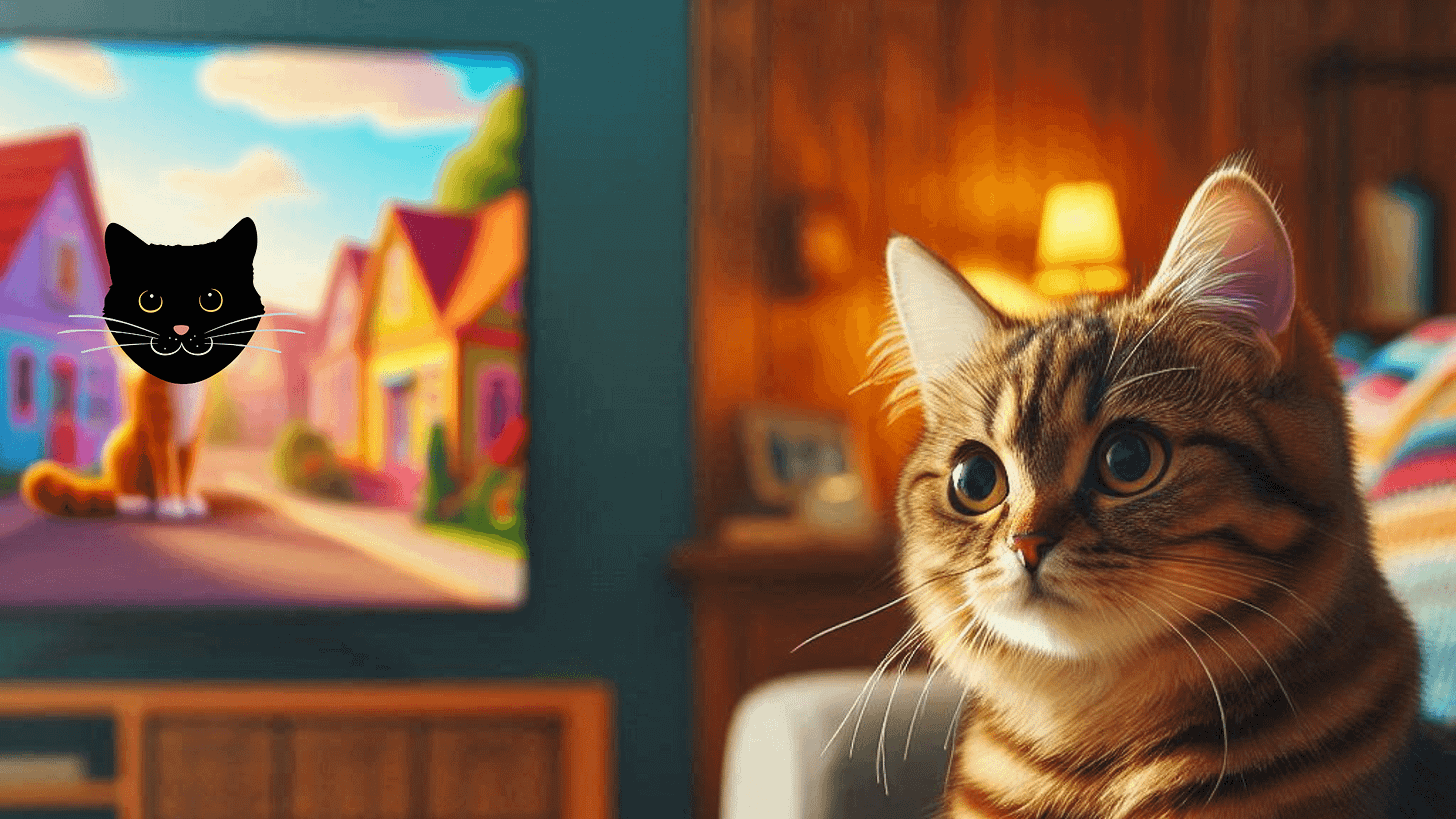 Image of cat watching TV