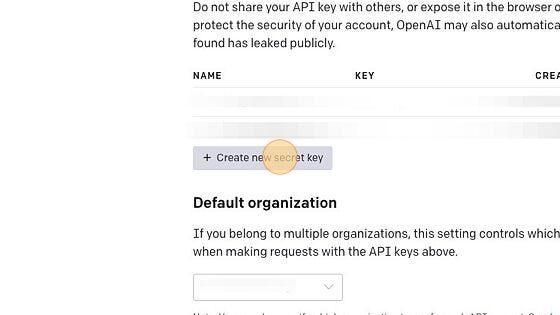 Screenshot of: On the next screen, click "Create new secret key" Screenshot of: On the next screen, click "Create new secret key"