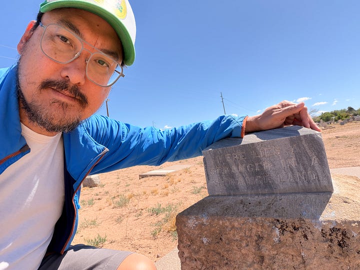 Here lies a stranger in a strange land