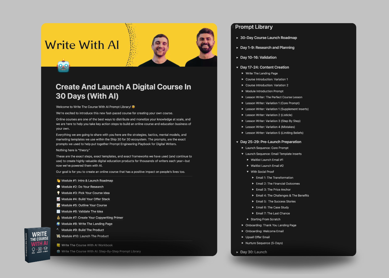 Write The Course With AI Prompt Library - by Nicolas Cole