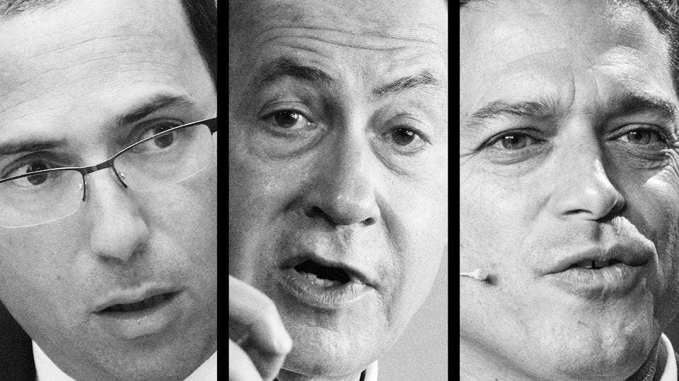 Simcha Rothman, Benjamin Netanyahu, and Amichai Chikli