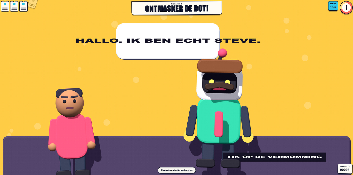 Microgame "Ontmasker de bot" uit ACT NOW! Microgame "Ontmasker de bot" uit ACT NOW!
