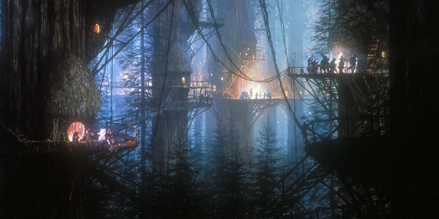 Bright Tree Village | StarWars.com - a series of connected treehouses
