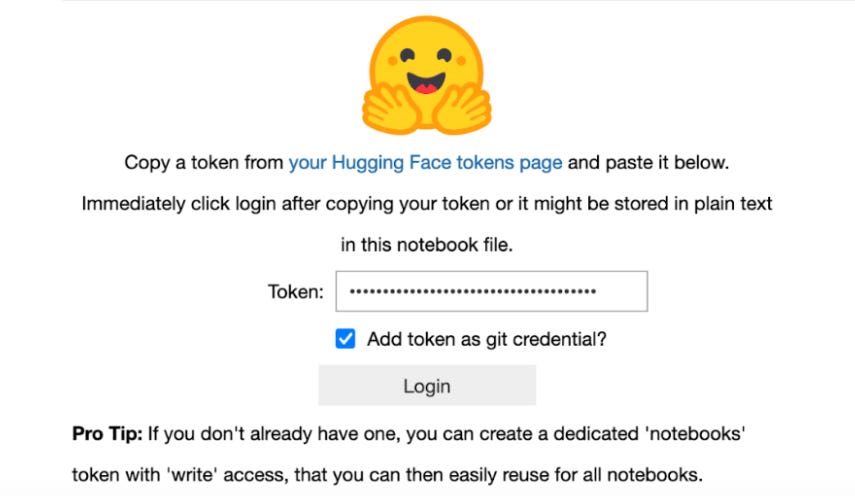 Hugging Face login dialogue Hugging Face login dialogue
