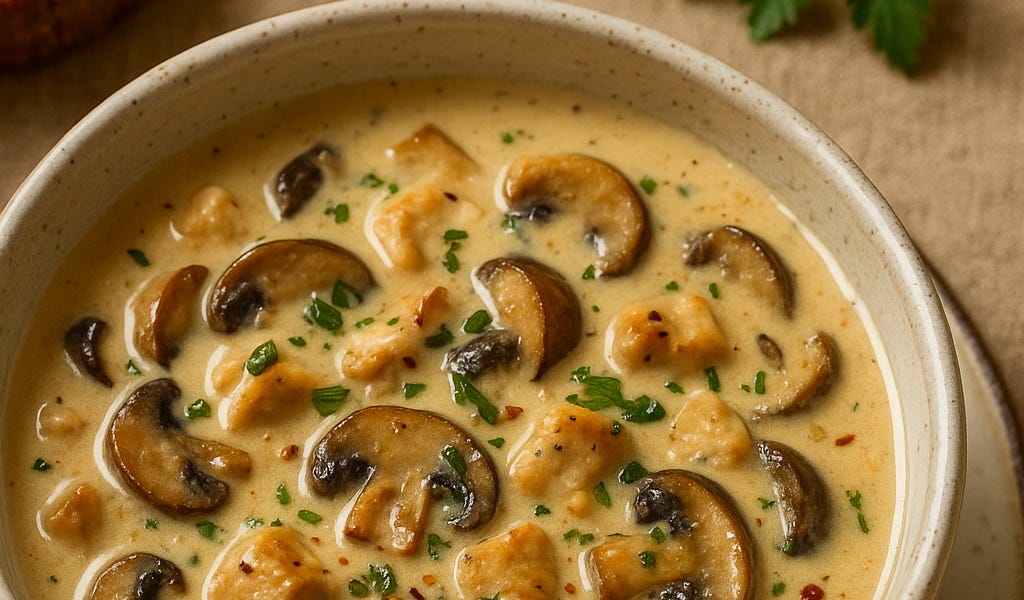 Cream of Mixed Mushroom & Grilled Chicken Soup