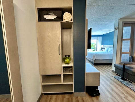 hotel, room, floor, walls, decor, bed