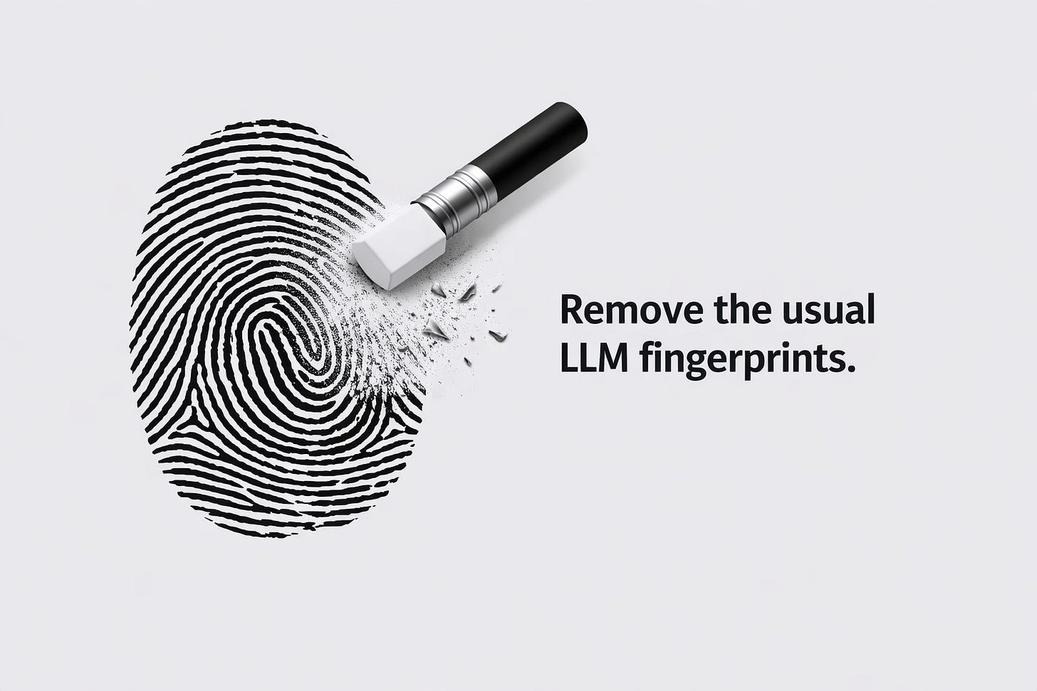 inky fingerprint being erased. cover image of BottBott's Anti AI Tells Prompt post