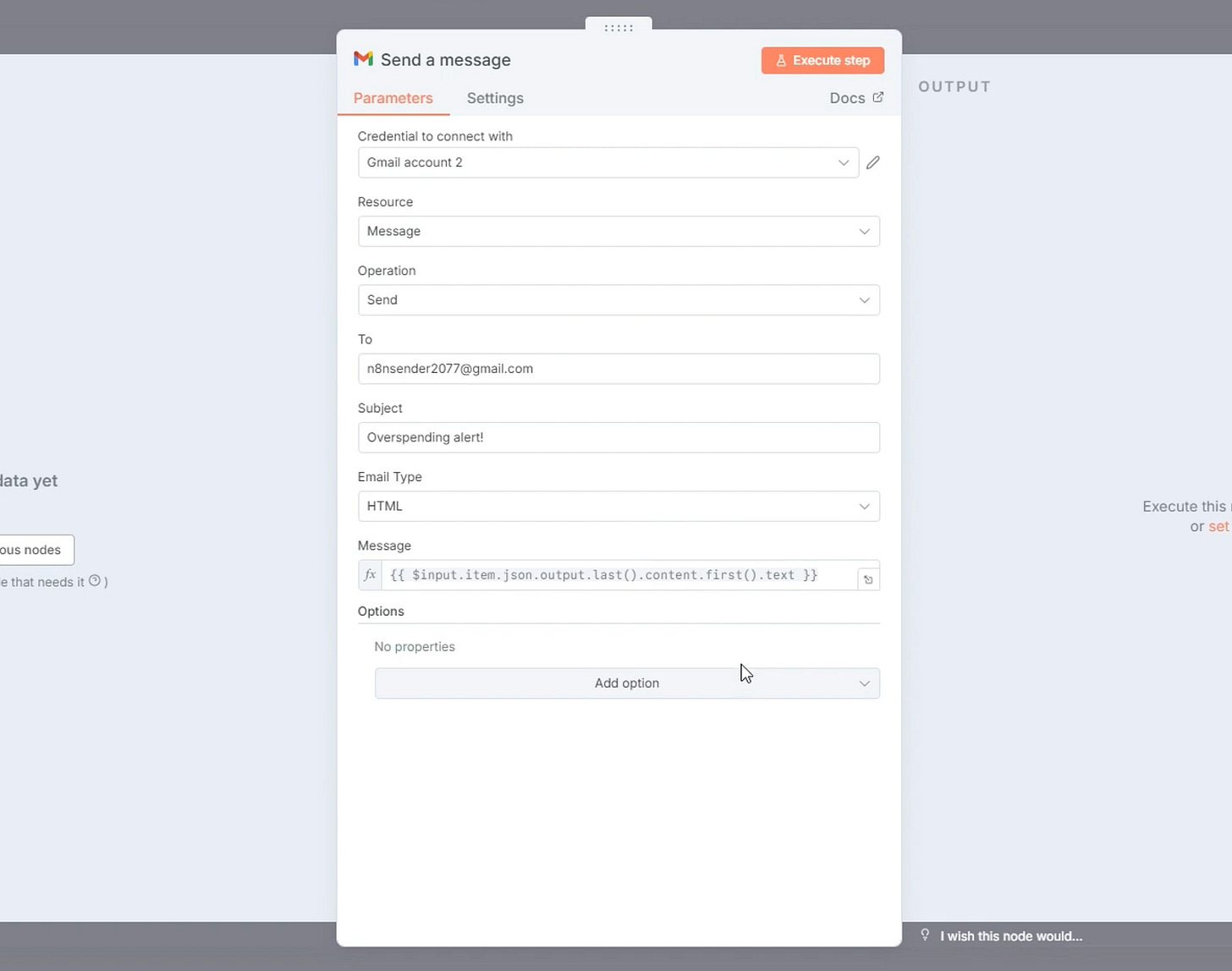 Email node: n8n workflow with Sophtron and OpenAI Email node: n8n workflow with Sophtron and OpenAI