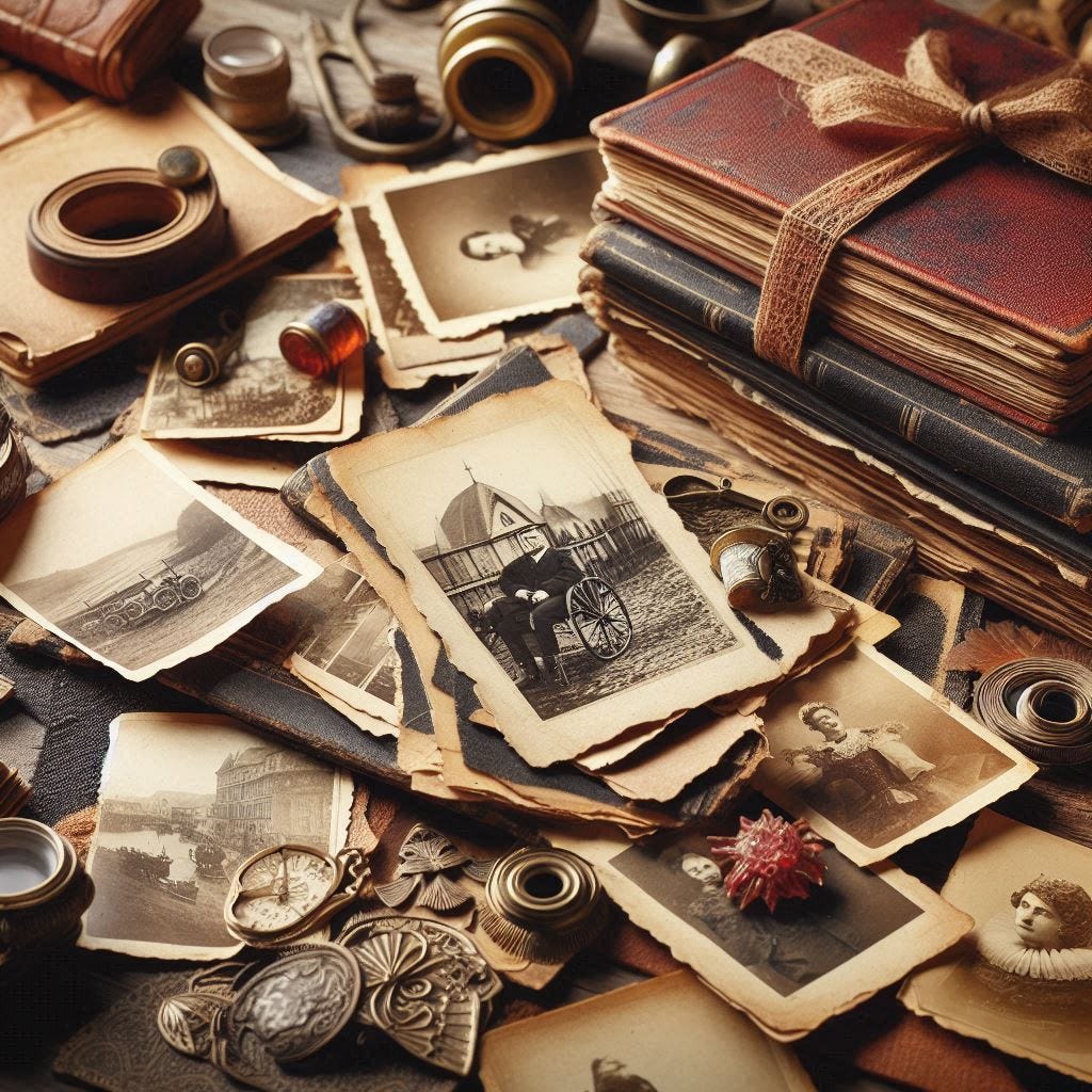 Vintage Photographs on an old table