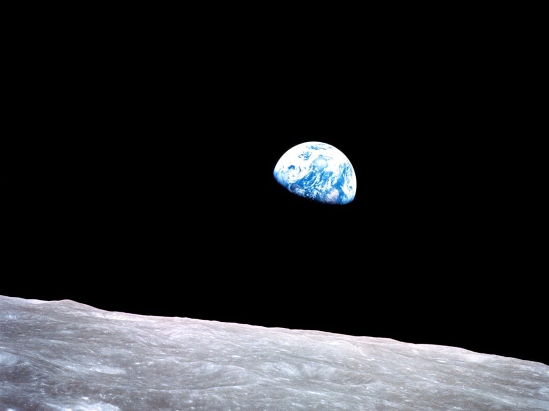 Earth above the lunar surface Earth above the lunar surface