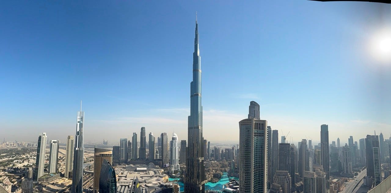 Panoramic view of the Dubai Skyline from the Address Sky hotel