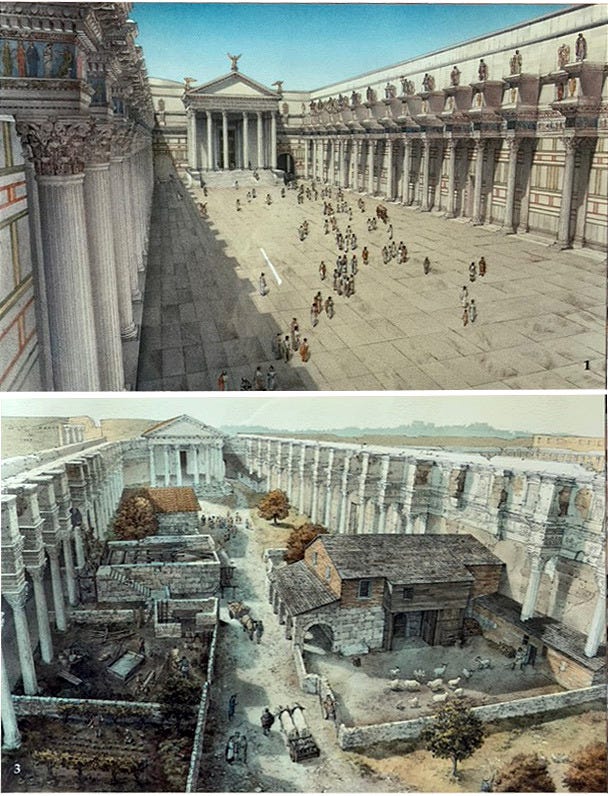 images of Rome forum in Roman times compared to Medieval times