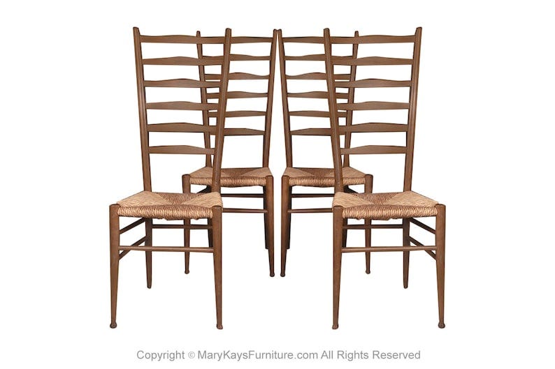 Vintage Gio Ponti Style Italian Ladder Back Chairs 4 image 1