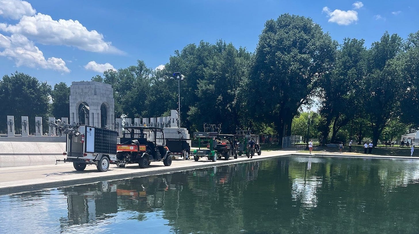 A clean up crew on one side of the pool…