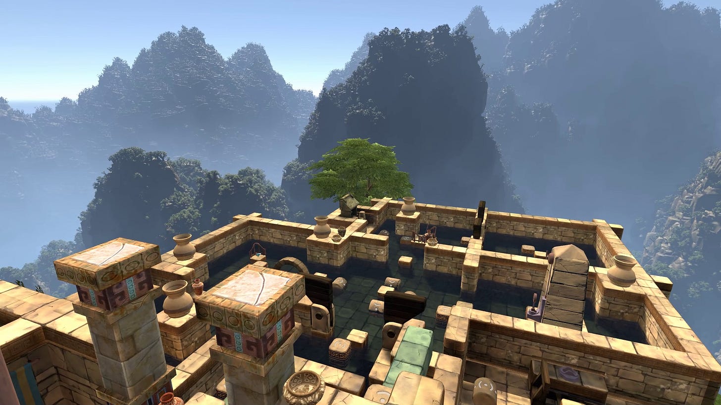 Looking out over a maze of platforms and towers
