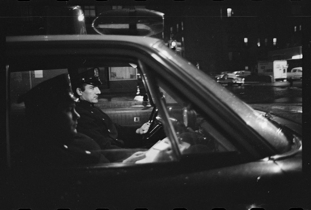Police car at night, NYC 1967