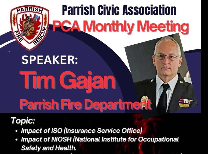 Parrish Civic Association to Host February Meeting Focused on Fire Protection and Community Safety