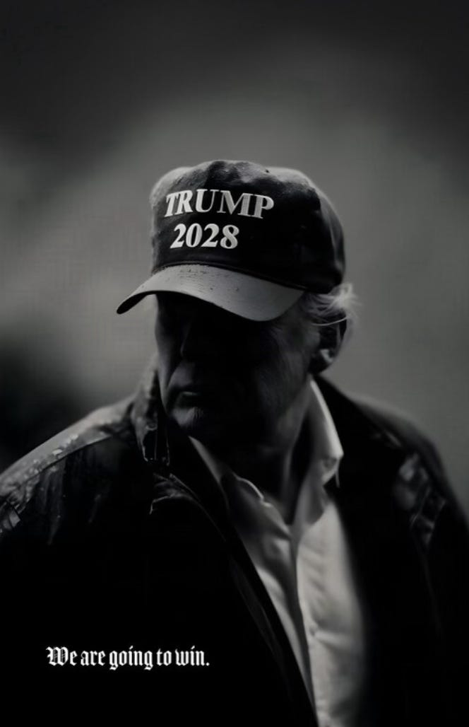 President Donald Trump shared an image of himself wearing a ‘Trump 2028’ hat along with an ominous message - and it caused concern on social media President Donald Trump shared an image of himself wearing a ‘Trump 2028’ hat along with an ominous message - and it caused concern on social media