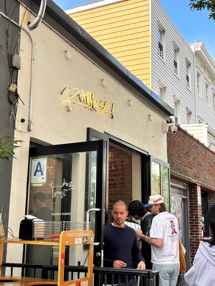 Taqueria Ramírez tacos al pastor bar seating greenpoint 2025-2026