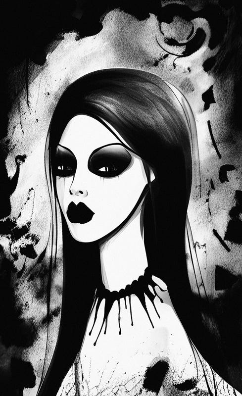 a graphic portrait of a gothic woman a graphic portrait of a gothic woman
