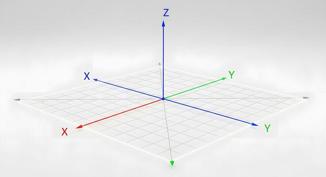 Mathematical representation of three dimensional space with x y and z axes