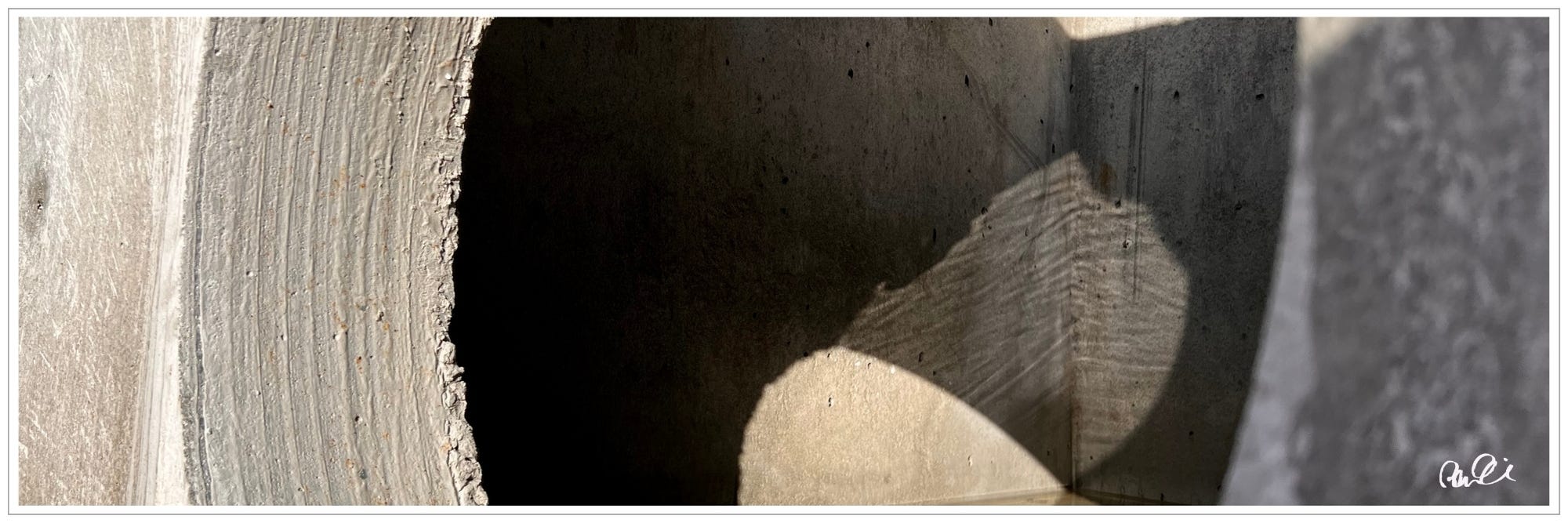 Light cast water ripples inside concrete pipe