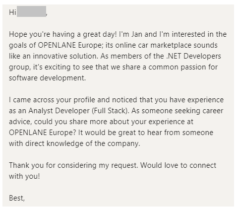 Ask about someone’s time in their company