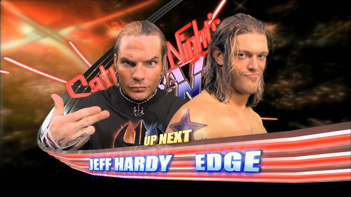 Jeff Hardy vs. Edge August 2, 2008 Saturday Night Main Event :  r/WWEMatchGraphics