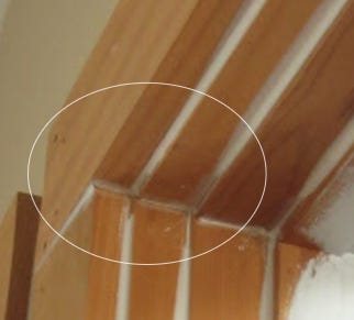 Caulked interior jamb corners. Caulked interior jamb corners.