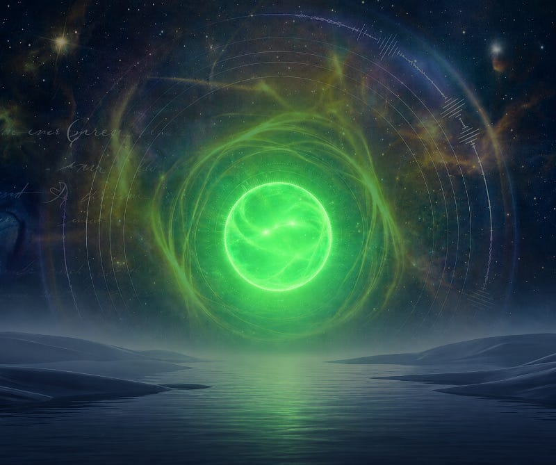 Glowing green orb seen during the Gateway experience, Wave 2 - Patterning