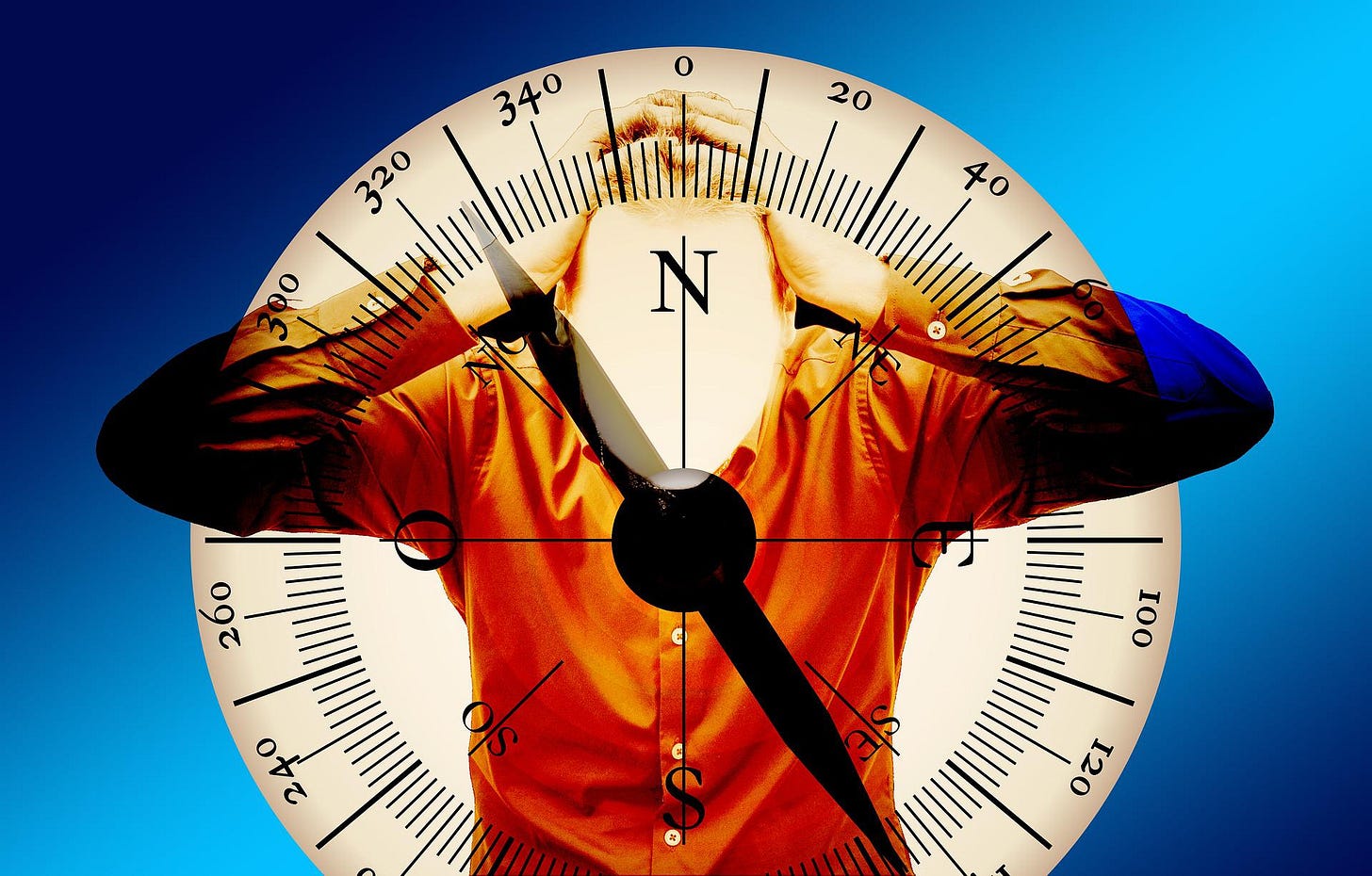 Blank face in a compass Blank face in a compass