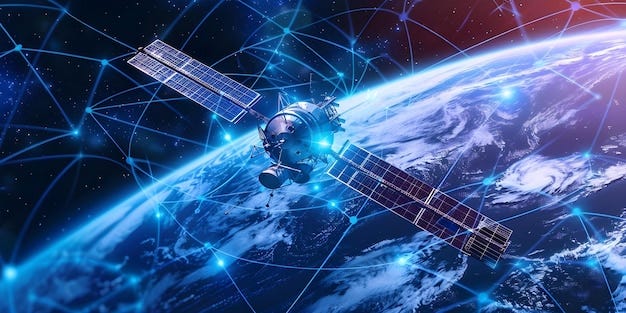 QuotInterconnected Satellites Transmitting Data Above Earth39s ...